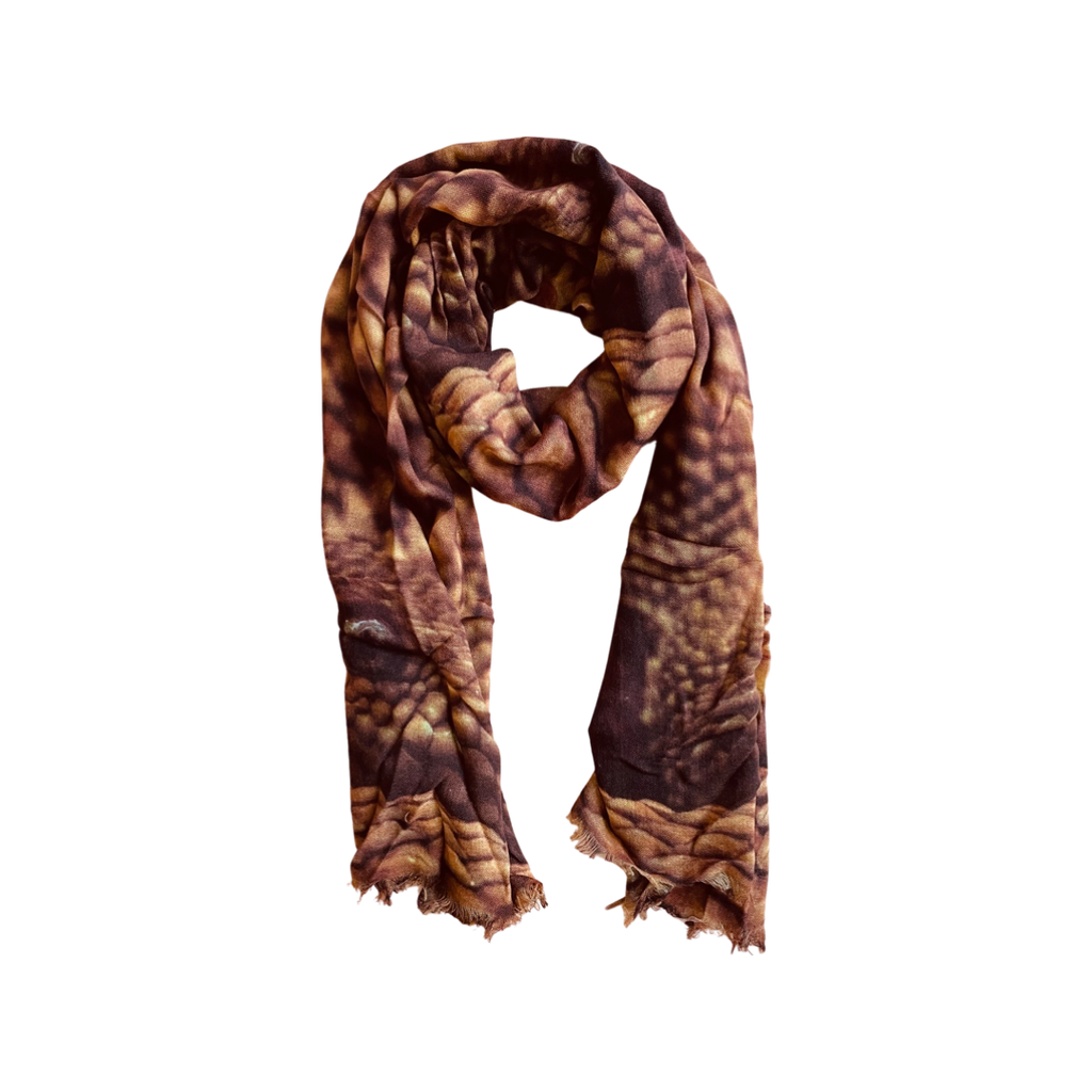 Yarnz 50% Cashmere 50% Wool Oversized Scarf Snake print- Dark brown