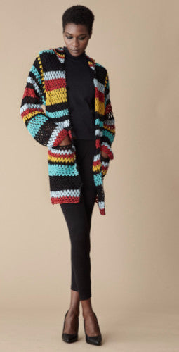 Crochet Hoodie- Black Multi