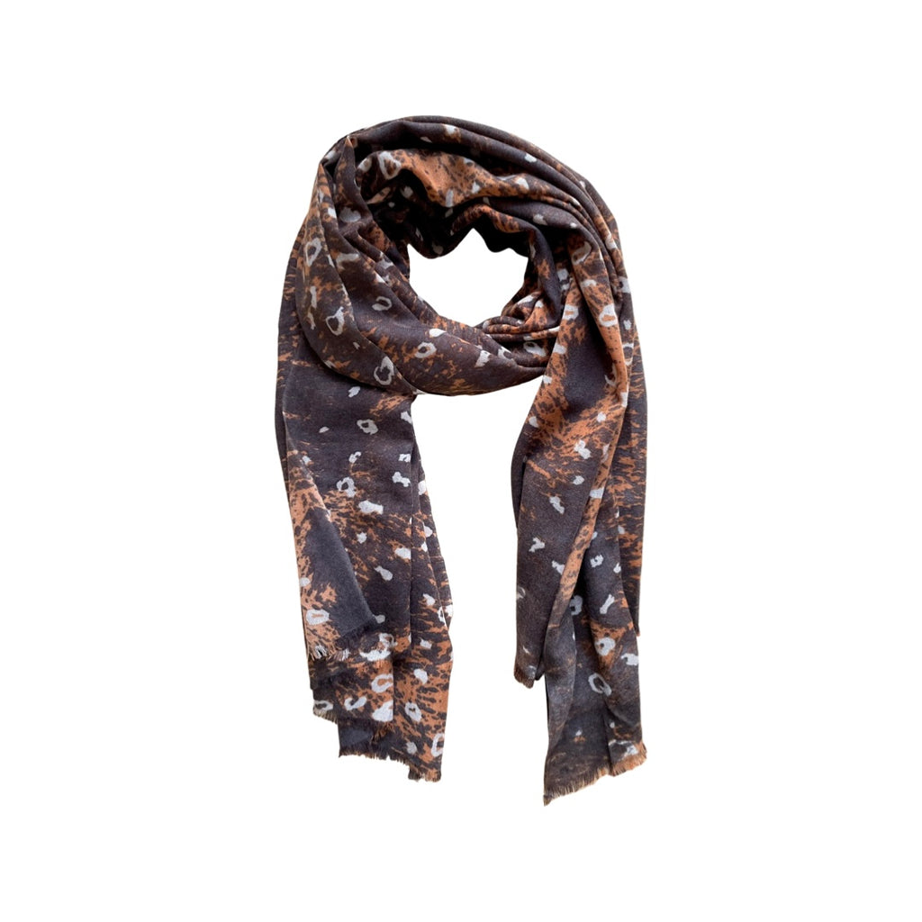 Yarnz 100% Cashmere Oversized Scarf Deer Print- Dark Brown