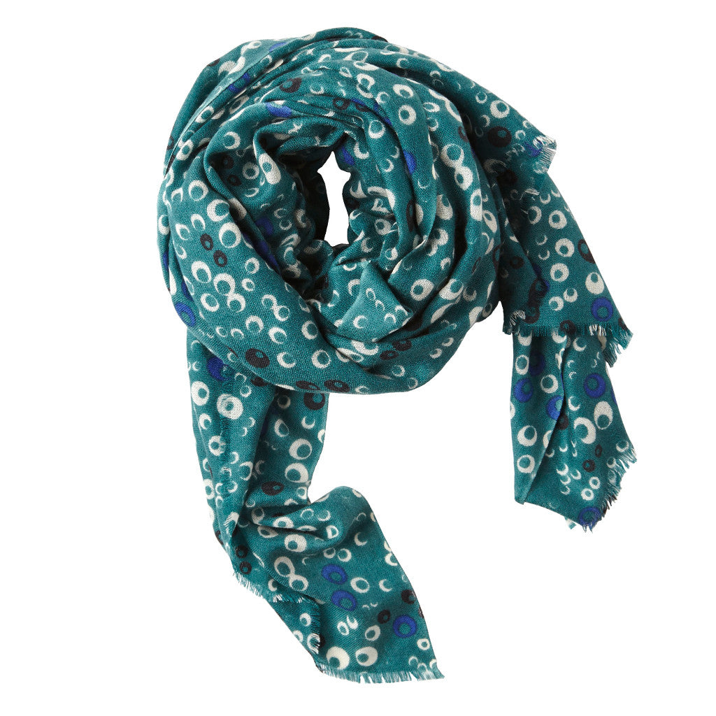 Yarnz Googley Eyes Green Scarf, Cashmere