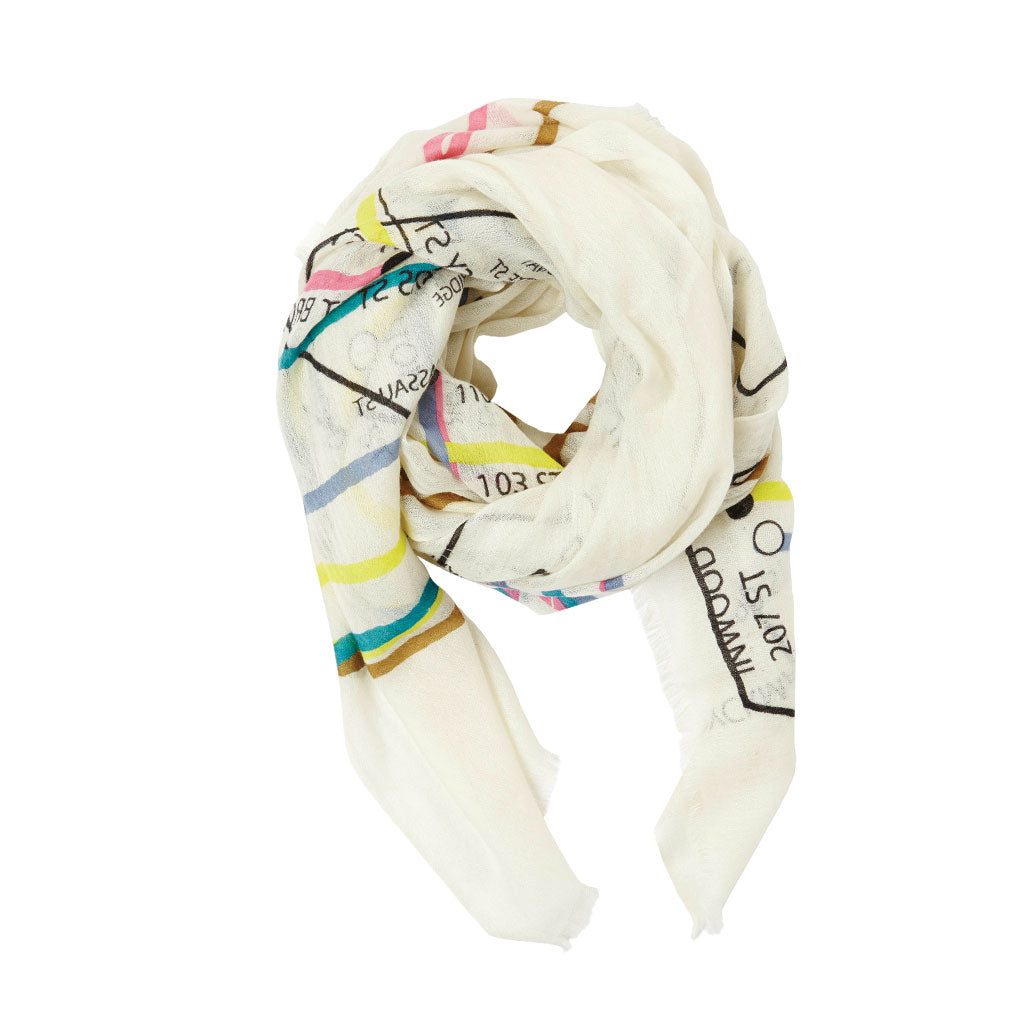 Subway Pattern Lightweight Cashmere Silk Scarf - Bright Multi