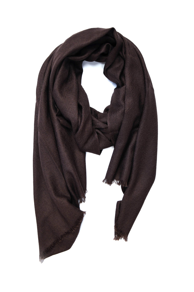 100% Cashmere Basic Scarf in Chocolate